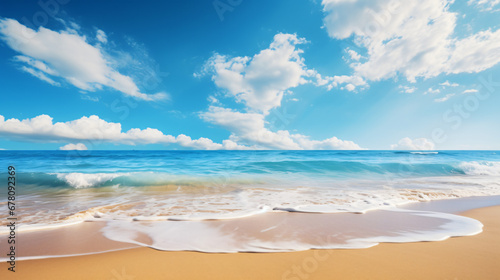 Tropical summer beach background with golden sand