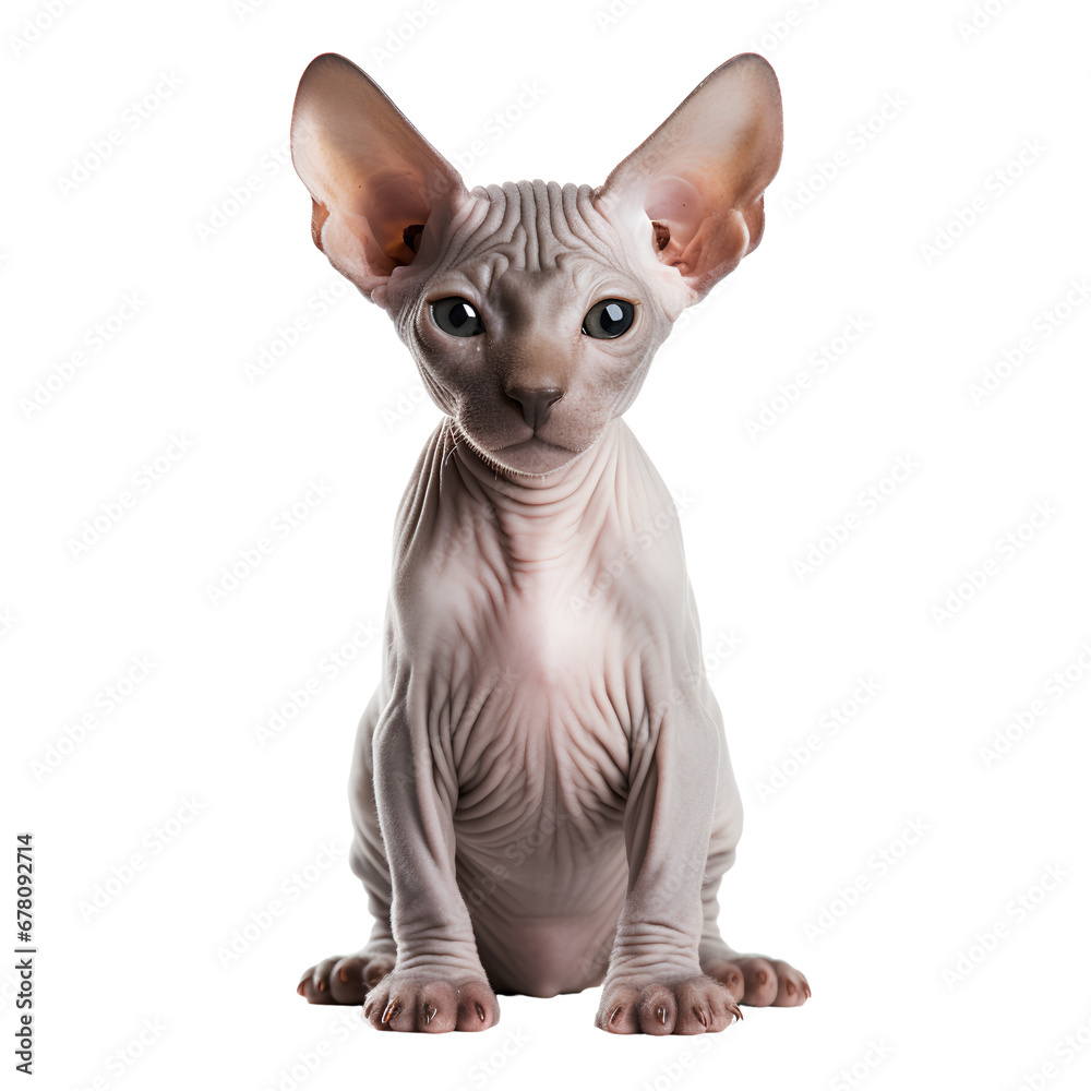 Canadian Hairless Cat, Isolated on white background, PNG, 300 DPI