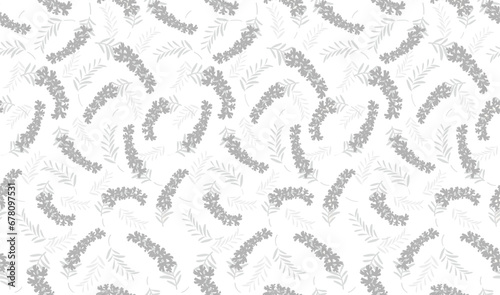 Horizontally And Vertically Repeatable Vector Seamless Monochrome Floral Pattern.