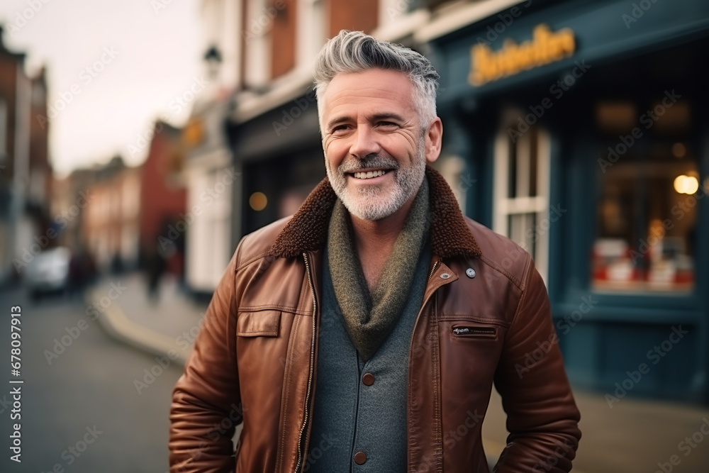 Medium shot portrait photography of a pleased man in his 50s that is wearing random clothes Medium shot portrait photography of a pleased man in his 50s that is wearing random clothes