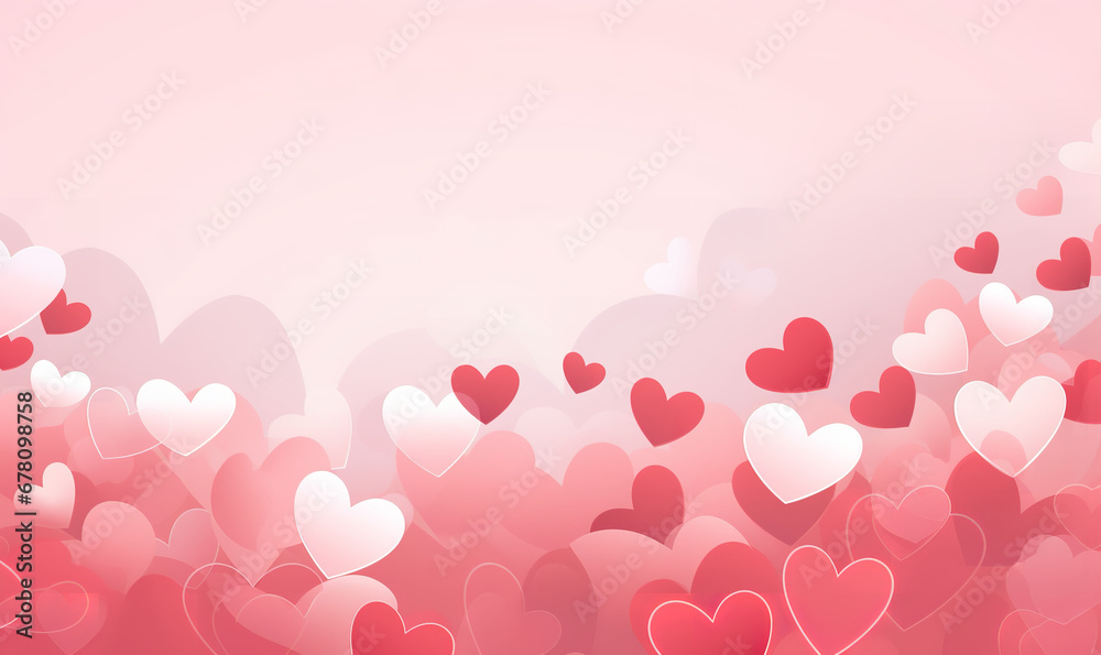 Romantic Heart Banner for Valentines Day, Flat Background with Copy Space, Vector Style