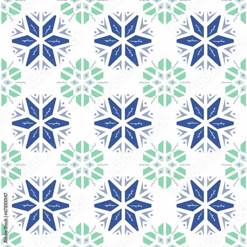 seamless pattern of abstract simple snowflakes. Christmas's snowflakes seamless pattern. blue snowflakes on white background