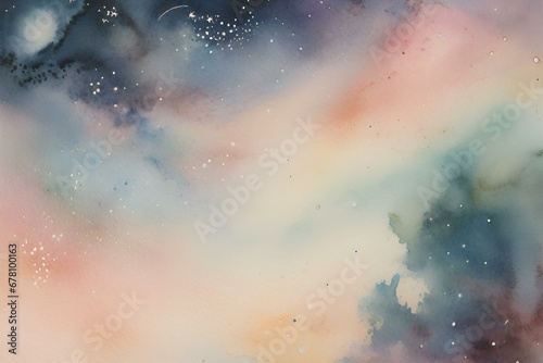 Cosmic watercolor background inspired by nebulae and galaxies, Galaxy watercolor background