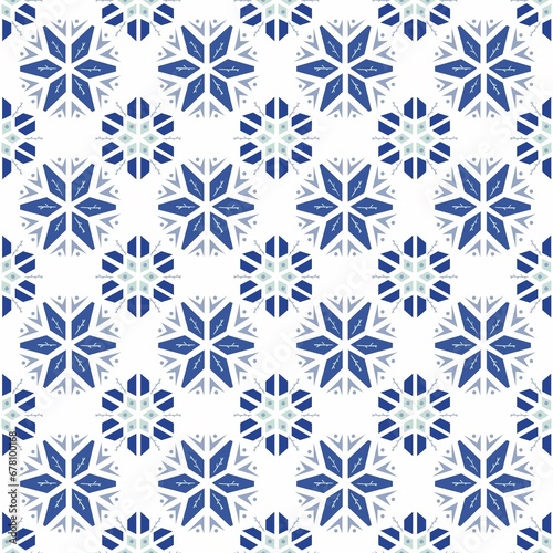 seamless pattern of abstract simple snowflakes. Christmas's snowflakes seamless pattern. blue snowflakes on white background