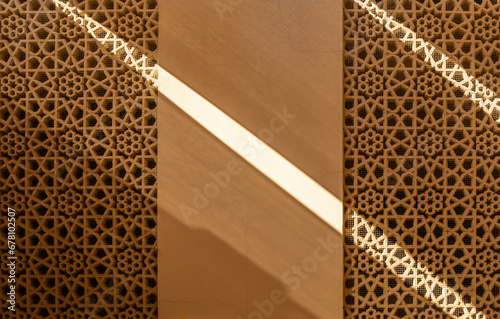 Photography Decorative building wall with beams of light