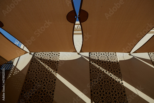 Canvas Print Sun shade covering the inner yard of Arabic house in Dubai