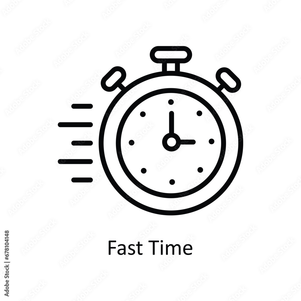 Fast Time vector outline Icon Design illustration. Business And Management Symbol on White background EPS 10 File Fast Time vector outline Icon Design illustration. Business And Management Symbol on White background EPS 10 File
