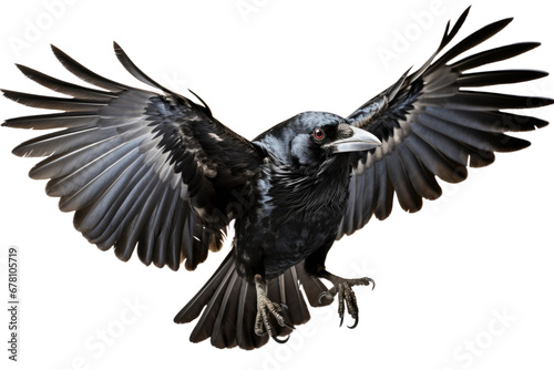 A crow flying on transparent background, PNG file © Sasint
