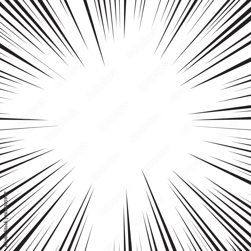 Black and white radial comics style lines isolated on transparent background. Manga action, speed abstract background. Vector illustration Black and white radial comics style lines isolated on transparent background. Manga action, speed abstract background. Vector illustration