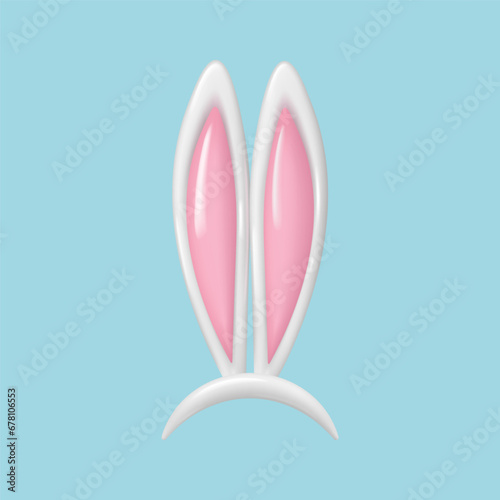 3d Rabbit ears. realistic plastic Easter bunny ears. Vector illustrations. Photo editor, booth, video chat app cliparts