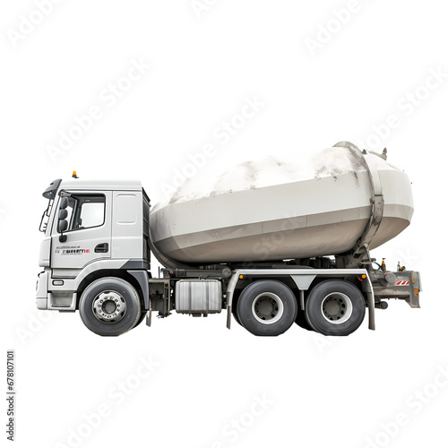 Concrete truck on transparent background, white background, isolated, icon material, commercial photography