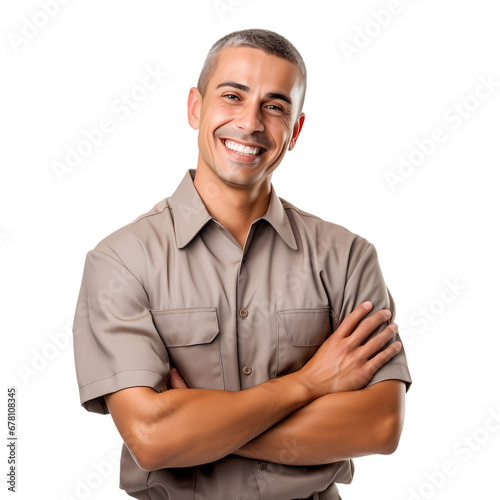 Factory worker in uniform on transparent background, white background, isolated, icon material, commercial photography