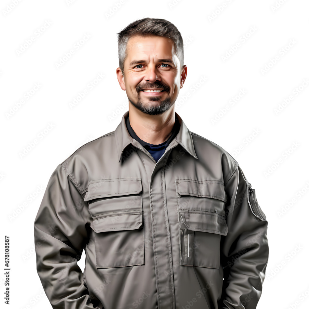 Factory worker in uniform on transparent background, white background, isolated, icon material, commercial photography Factory worker in uniform on transparent background, white background, isolated, icon material, commercial photography