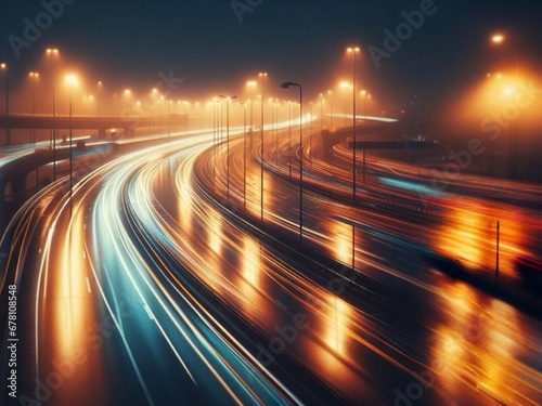fast city traffic on highway at night professional photo concept