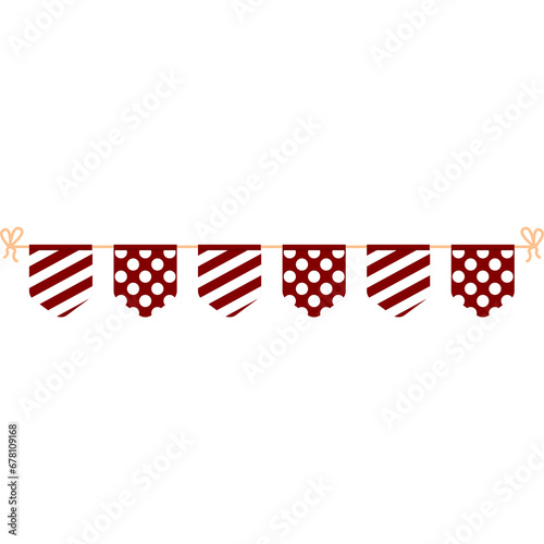 Colorful Bunting Flag Flat Style Illustration PNG Transparent Background