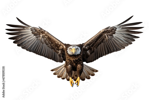 Bald eagle in flight on transparent background, PNG file © Sasint