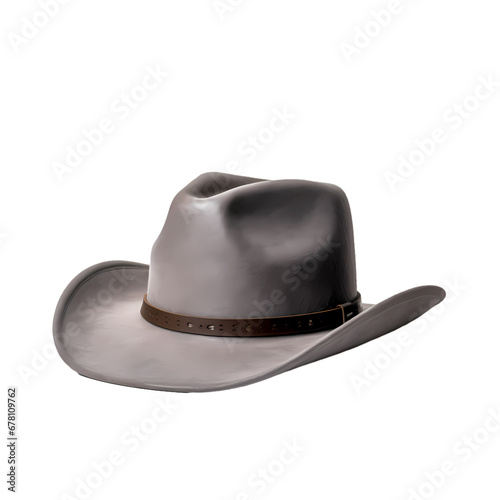 Gray cowboy hat on transparent background, white background, isolated, icon material, commercial photography