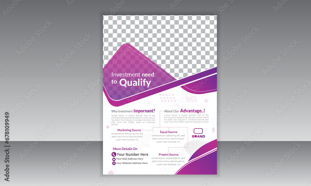 Fototapeta premium Vector Leaflet template in A4 size flyer for corporate business, marketing, business proposal, promotion, advertisement, publication Best Document For Print.
