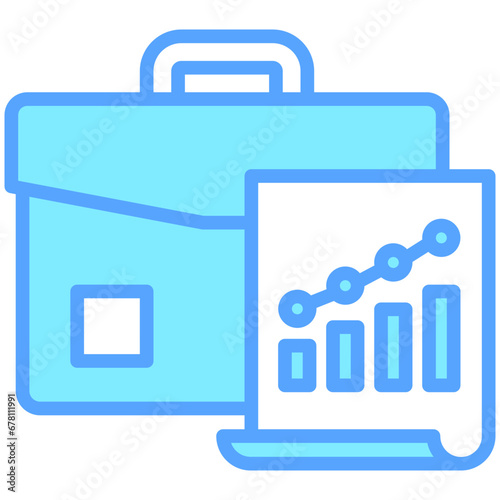 Briefcase icon are typically used in a wide range of applications, including websites, apps, presentations, and documents related to business analytics theme.