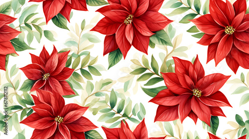 A watercolor depiction of a Christmas poinsettia flower