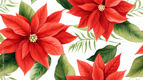 A watercolor painting of a Christmas poinsettia flower