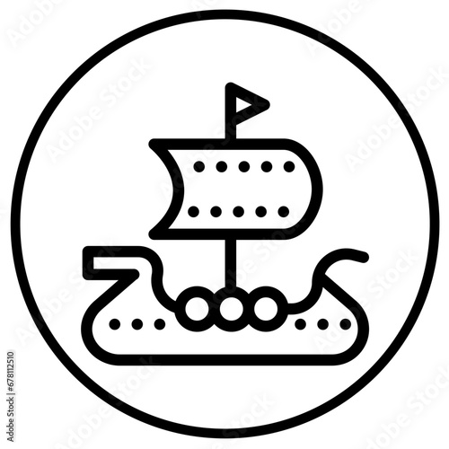 Viking ship Vector Icon Design Illustration