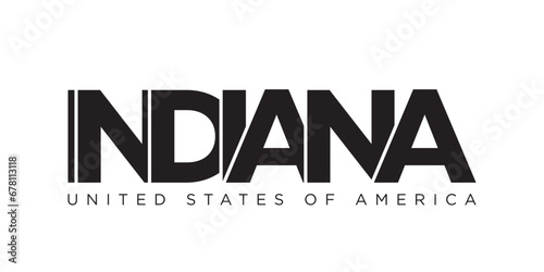 Indiana, USA typography slogan design. America logo with graphic city lettering for print and web.