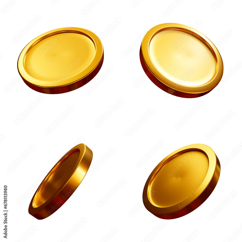 Glossy Gold Coins set PNG. Transparent background Glossy Gold Coins set PNG. Transparent background
