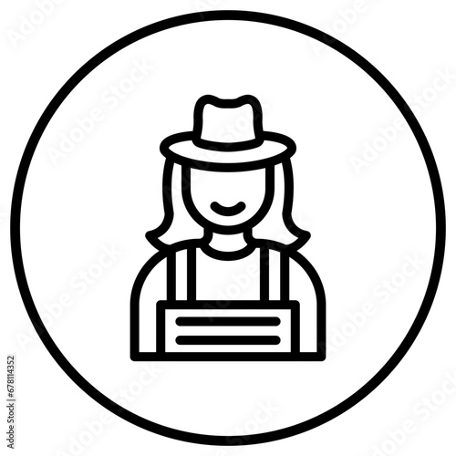 Lady Farmer Vector Icon Design Illustration