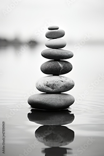  balancing stones over white - vertical picture