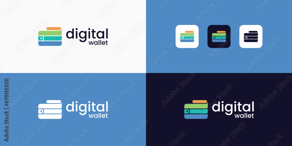 wallet logo design template. online payment logo