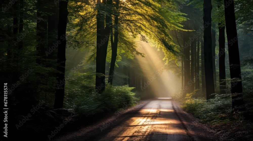 Path in the Woods with the Sun Shine through