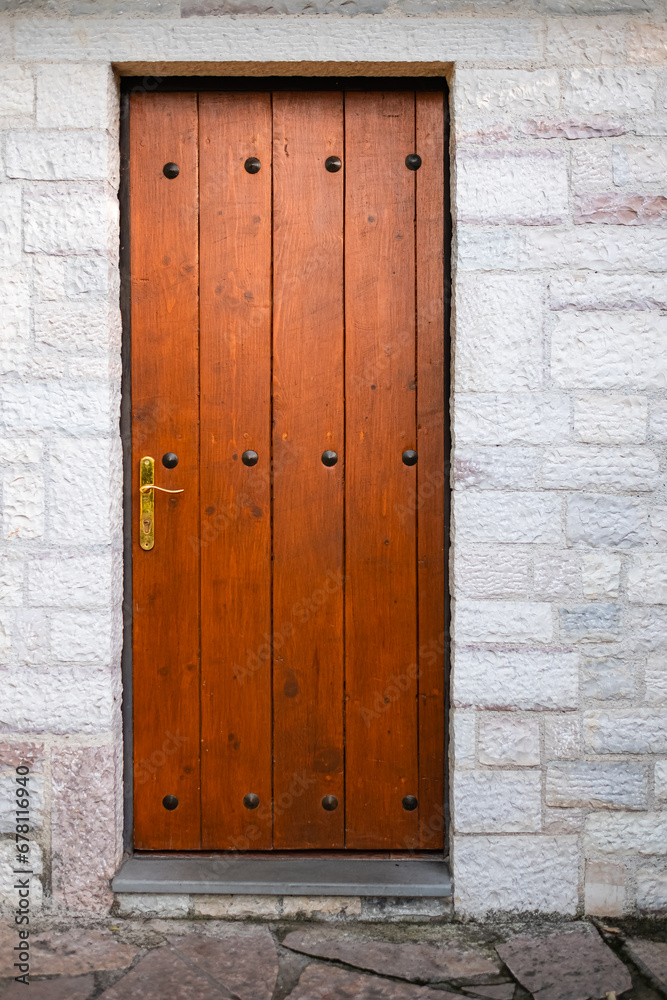 Entrance of house with beautiful old wooden door. Entrance of house with beautiful old wooden door.