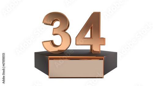 Plakat Gold 3d number 34 on podium 
