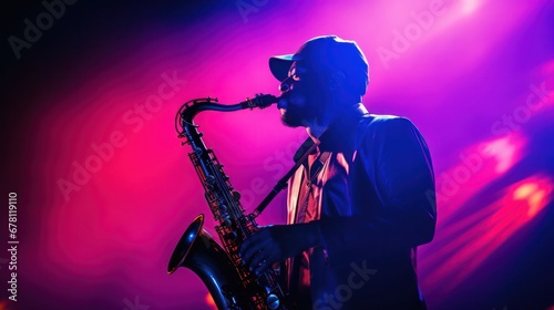 Saxophonist in Bokeh Effects