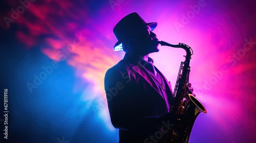 Saxophonist in Bokeh Effects