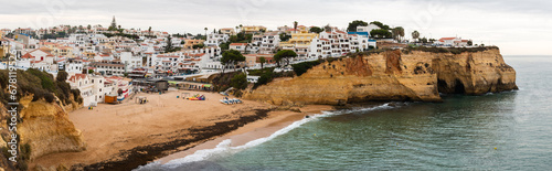 Panorama of Carvoeiro fishing village and tourist attraction in Algarve, Altantic Coast, Portugal