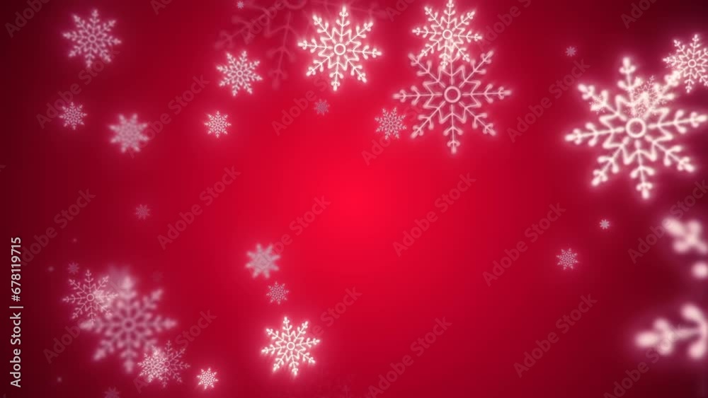 Christmas festive bright New Year background made of white glowing winter beautiful falling flying snowflakes patterns on a red background Christmas festive bright New Year background made of white glowing winter beautiful falling flying snowflakes patterns on a red background