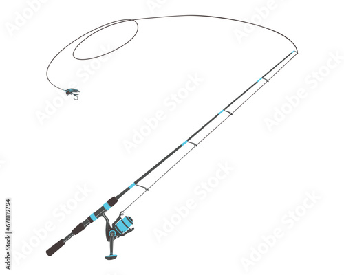 Spin Fishing Rod Vector Illustration