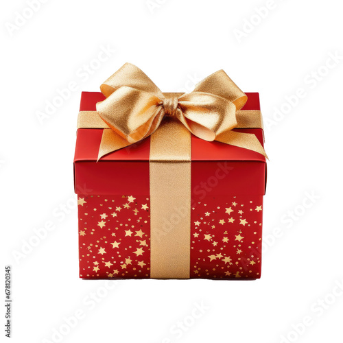 Christmas gift square box with ribbon transparent background © CozyDesign