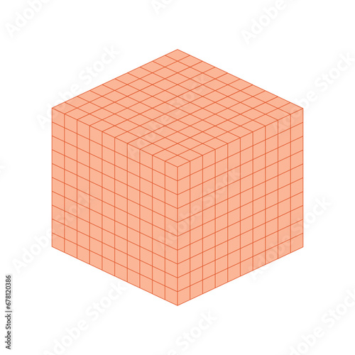 Cubes represent thousands. Learning about base ten blocks. Flats longs squares in mathematics. Scientific resources for teachers and students. Vector illustration.