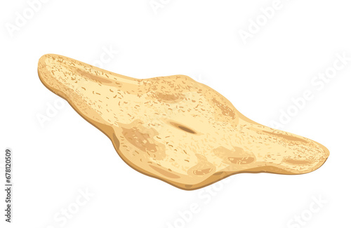Traditional georgian Bread Shotis Puri in boat shape.Fresh sourdough hot bread.Bread Baked in tandoor. Bakery. Organic natural dough meal, eating. Flat vector illustration isolated on white background