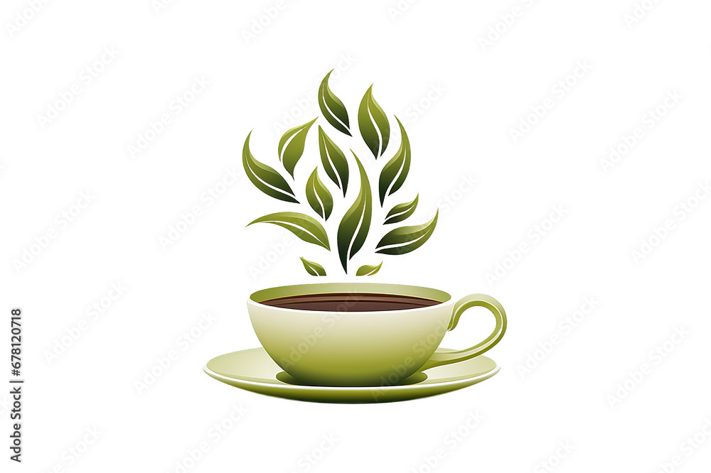 Green tea cup. Vector illustration. Hot-smelling tea in a green mug. isolated on a Transparent background. Generative AI Green tea cup. Vector illustration. Hot-smelling tea in a green mug. isolated on a Transparent background. Generative AI