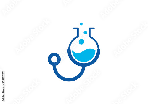 stethoscope logo healthcare and lab medical combination design vector illustration