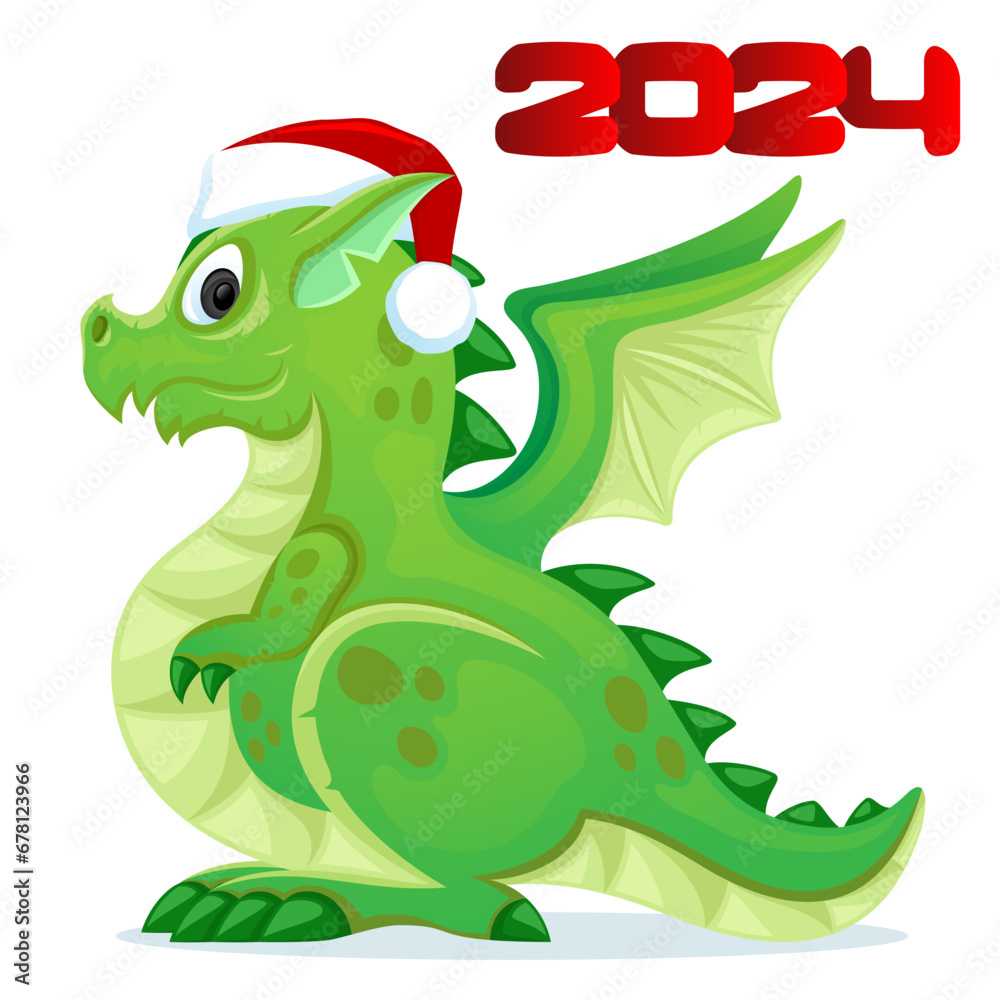 Obraz premium Dragon symbol of the new year 2024 on a white background.