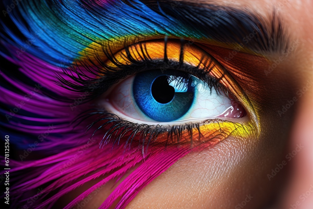 Vibrant and Colorful Eye Makeup Close-Up Vibrant and Colorful Eye Makeup Close-Up