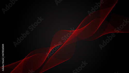 Abstract smooth red waves on black background vector illustration