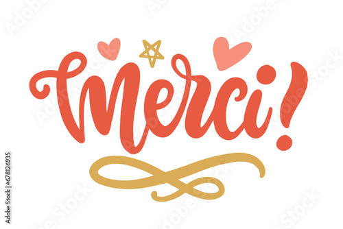 Merci inscription hand written lettering banner