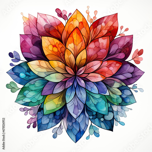 watercolor Mandala clipart, Generative Ai