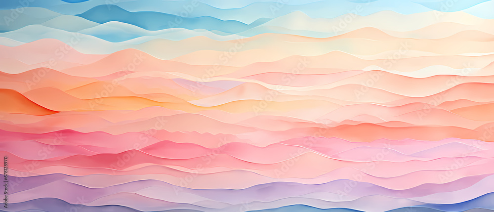 pattern of horizons in different pastel tones, representing tranquility and serenity, minimalist, hypermaximalist watercolor
